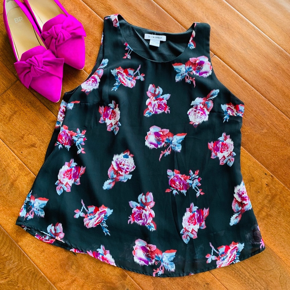 Glamorous Floral Print Sleeveless Top